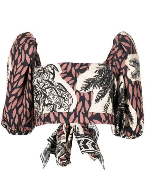 graphic-print puff-sleeve blouse by JOHANNA ORTIZ