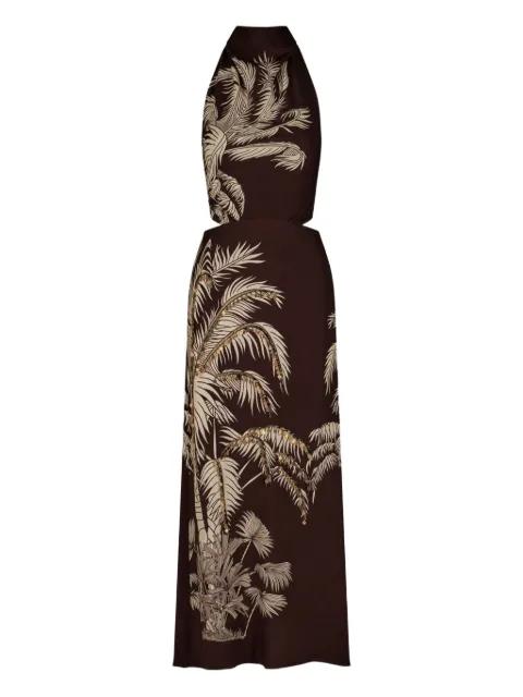 halterneck palm-print maxi dress by JOHANNA ORTIZ