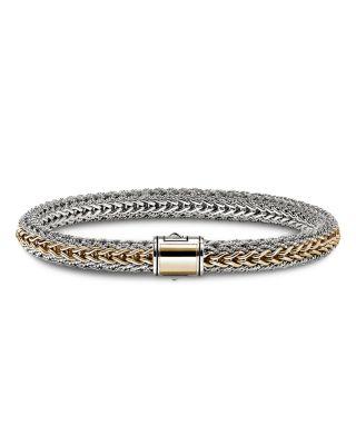 14K Yellow Bonded Gold & Silver Icon Reversible Woven Bracelet by JOHN HARDY