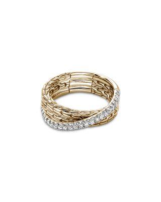 14K Yellow Gold JH Essential Diamond Crossover Ring by JOHN HARDY