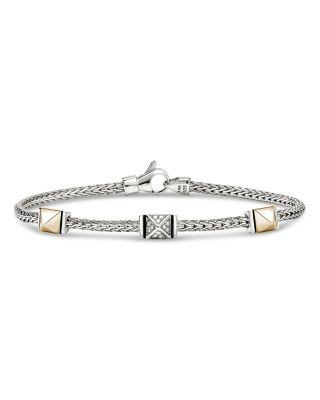 14K Yellow Gold & Sterling Silver Icon Diamond Pyramid Custer Chain Bracelet by JOHN HARDY