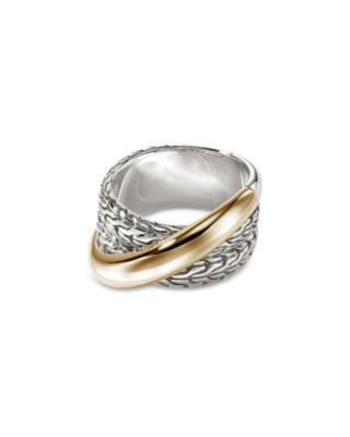 14K Yellow Gold & Sterling Silver JH Essentials Crossover Ring by JOHN HARDY