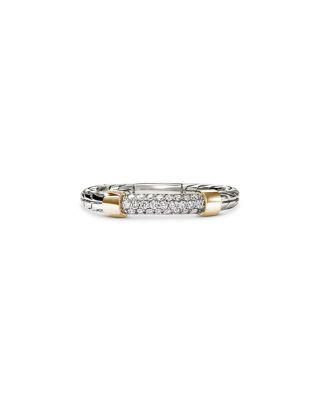 14K Yellow Gold & Sterling Silver JH Essentials Diamond Band by JOHN HARDY