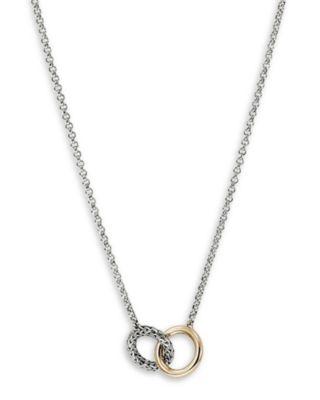 14K Yellow Gold & Sterling Silver JH Essentials Linked Ring Pendant Necklace by JOHN HARDY