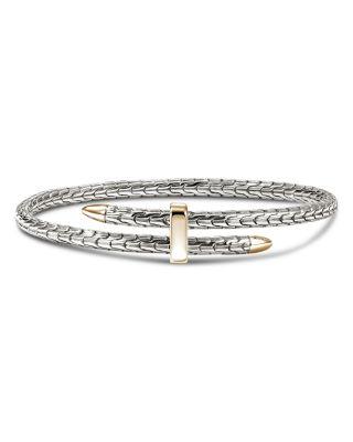14K Yellow Gold & Sterling Silver Spear Flex Cuff Bypass Bracelet by JOHN HARDY