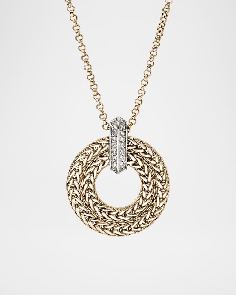 Icon Link 14K Yellow Gold Pendant Necklace with Diamonds, 2mm, 18"L by JOHN HARDY