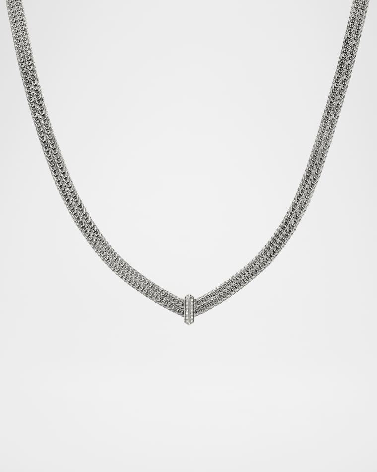 Icon Link Sterling Silver Necklace with Diamonds, 6mm by JOHN HARDY