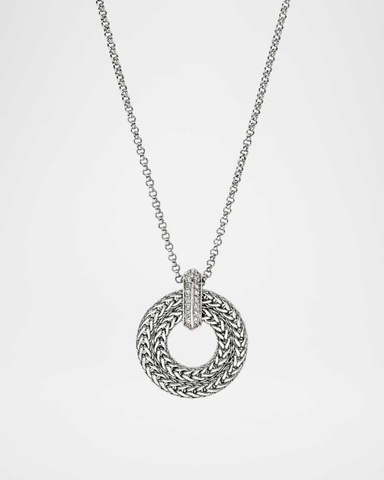 Icon Link Sterling Silver Pendant Necklace with Diamonds, 2mm, 18"L by JOHN HARDY