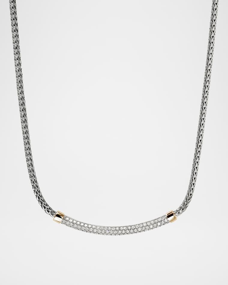JH Essential 14K Gold and Sterling Silver Diamond Pave Station Necklace, 2.5mm by JOHN HARDY