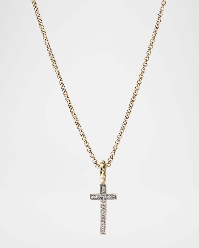 JH Essential 14K Yellow Gold Diamond Cross Necklace, 18"L by JOHN HARDY