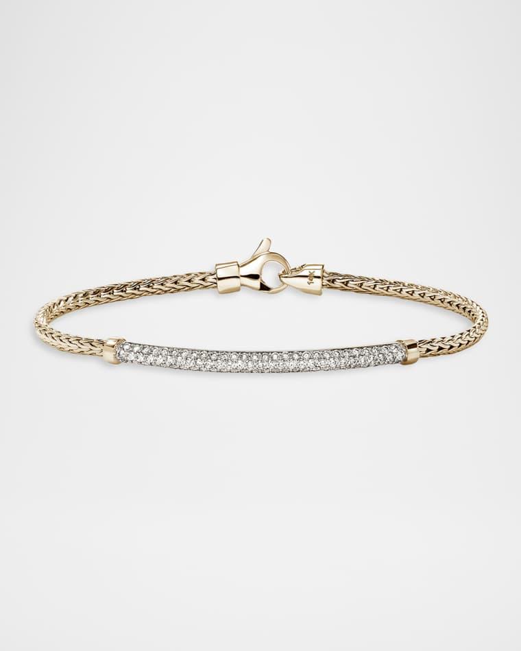 JH Essential 14K Yellow Gold Diamond Pave Station Bracelet, 2.5mm by JOHN HARDY