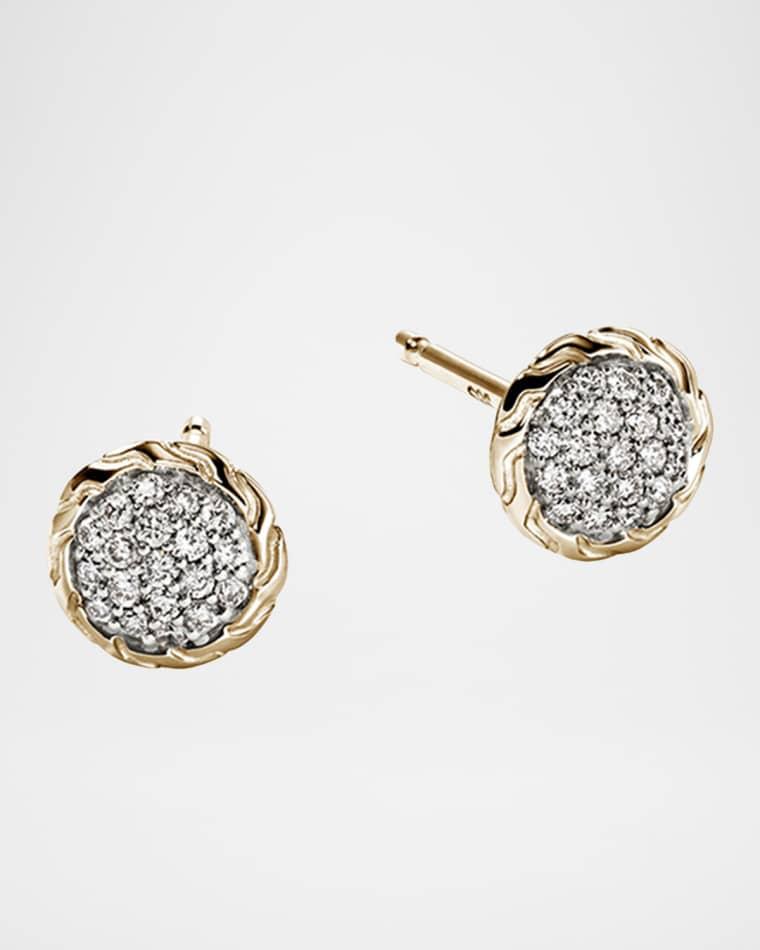 JH Essential 14K Yellow Gold Diamond Pave Stud Earrings, 7mm by JOHN HARDY