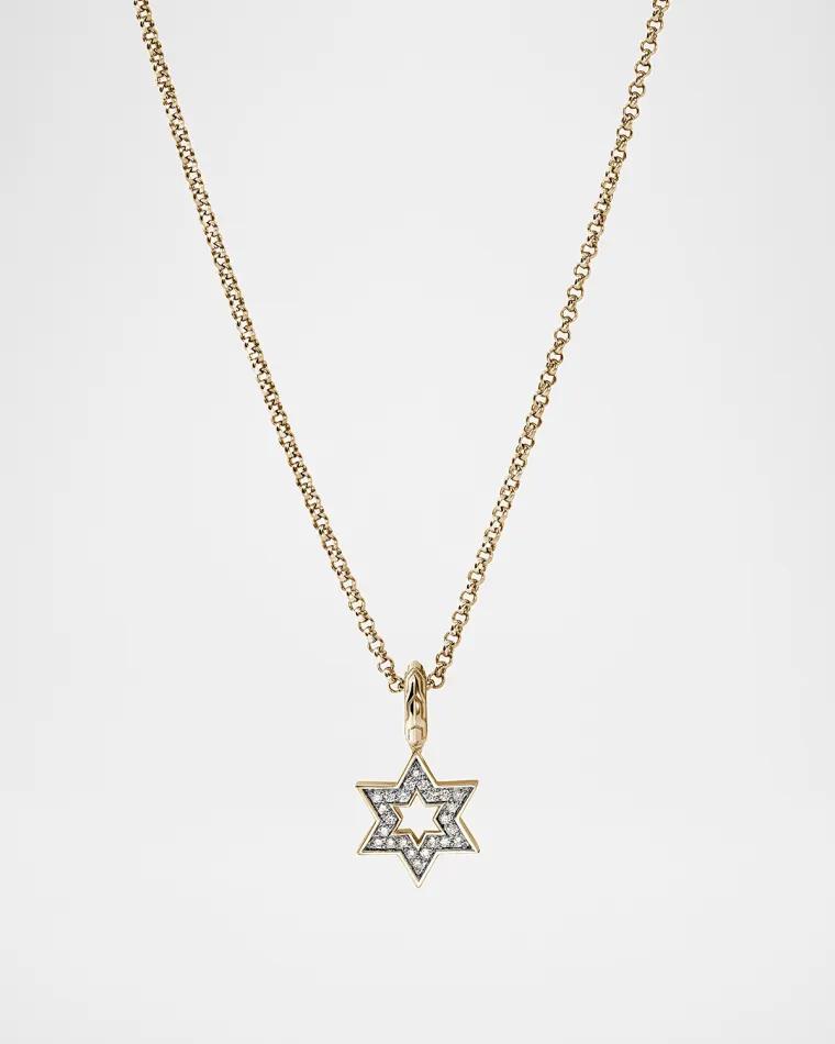 JH Essential 14K Yellow Gold Diamond Star of David Necklace, 1.5mm, 18"L by JOHN HARDY