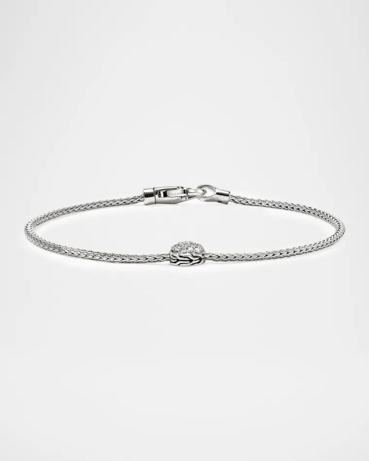 JH Essential Sterling Silver Diamond Pave Station Bracelet, 1.8mm by JOHN HARDY