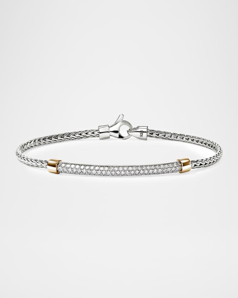JH Essential Sterling Silver and 14K Yellow Gold Diamond Pave Bracelet, 2.5mm by JOHN HARDY