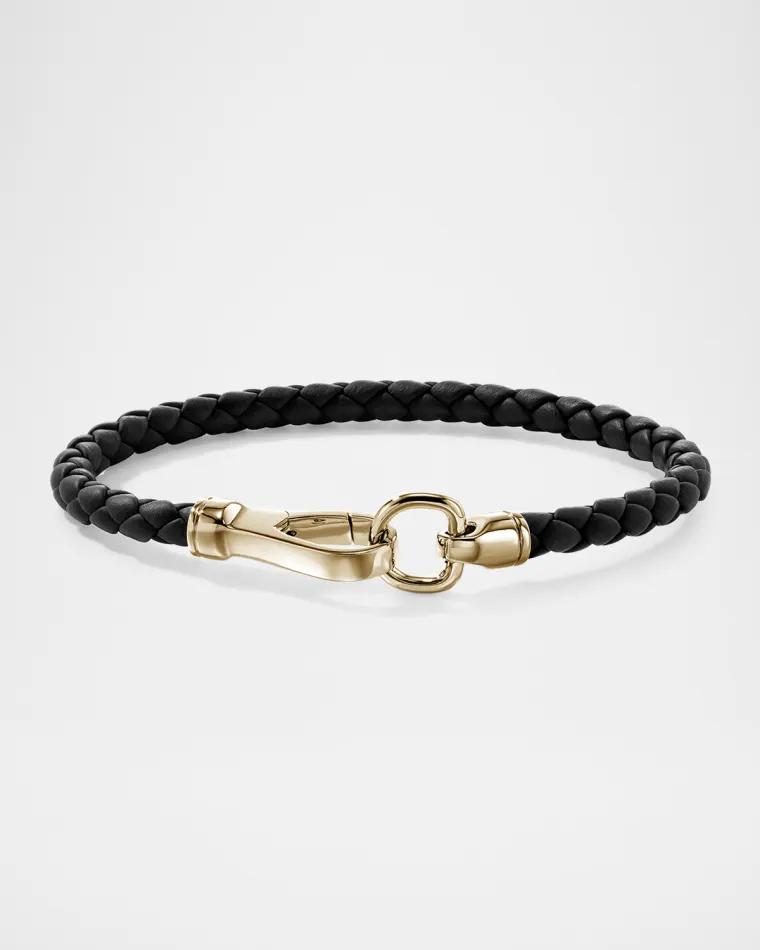 Men's Braided Leather Bracelet with 14K Gold, 5mm by JOHN HARDY
