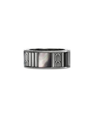 Men's Dark Silver Carved Chain Mixed Stone Band by JOHN HARDY
