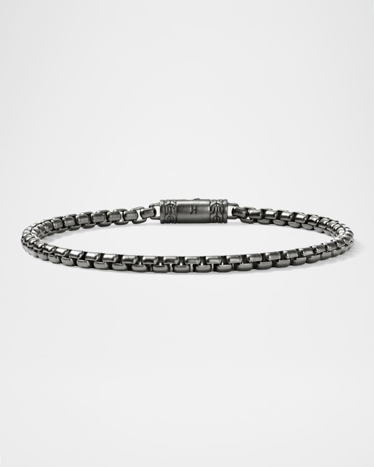 Men's Dark Sterling Silver Box Chain Bracelet, 3.7mm by JOHN HARDY
