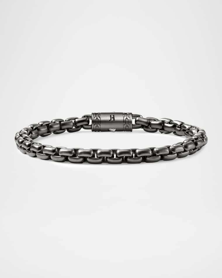 Men's Dark Sterling Silver Box Chain Bracelet, 6mm by JOHN HARDY