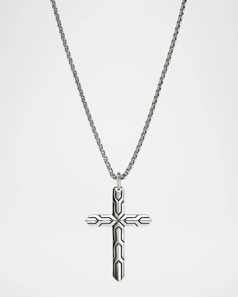 Men's Icon 50 Sterling Silver Cross Pendant Necklace, 2.7mm by JOHN HARDY