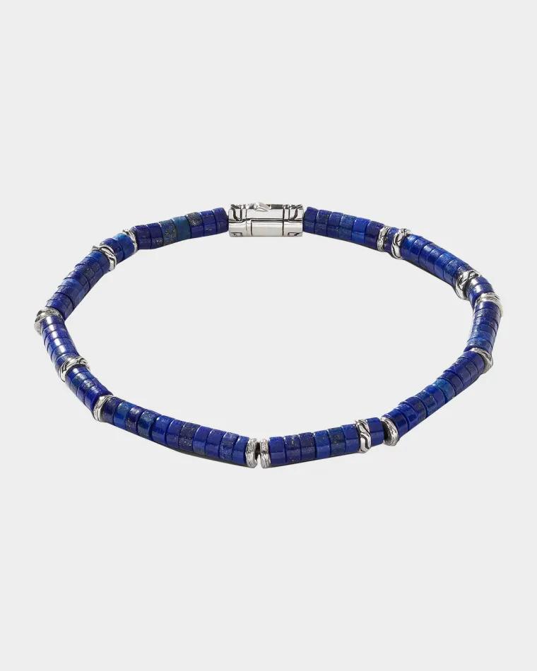 Men's Lapis Heishi Bracelet with Sterling Silver, 4mm by JOHN HARDY