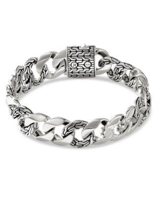 Men's Sterling Silver Carved Chain Etched Curb Link Bracelet by JOHN HARDY