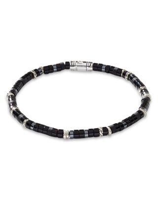 Men's Sterling Silver Classic Chain Onyx & Hematite Bead Heishi Bracelet by JOHN HARDY