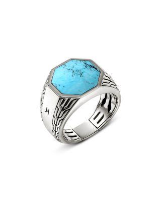 Men's Sterling Silver Turquoise Signet Ring by JOHN HARDY