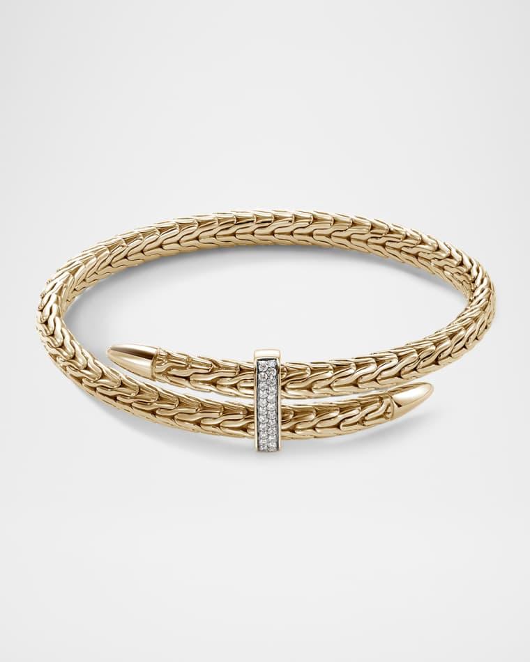 Spear Flex 14K Gold Cuff Bracelet with Diamonds by JOHN HARDY