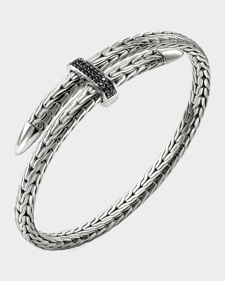 Spear Flex Cuff in Sterling Silver and Black Sapphires by JOHN HARDY