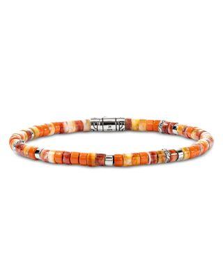 Sterling Silver Heishi Spiny Oyster Shell & Orange Enamel Bead Bracelet by JOHN HARDY