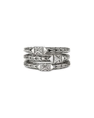 Sterling Silver Icon Diamond Pyramid Triple Row Stack Look Ring by JOHN HARDY