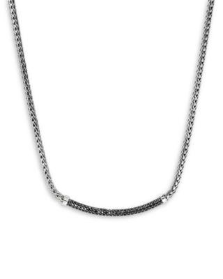 Sterling Silver JH Essentials Black Sapphire Pav&eacute; Curved Bar Necklace by JOHN HARDY