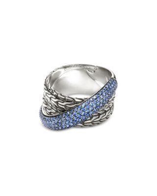 Sterling Silver JH Essentials Blue Sapphire Pav&eacute; Crossover Statement Ring by JOHN HARDY
