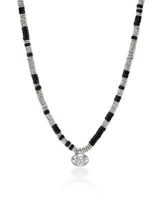 Sterling Silver JH Lovestruck™ Lab Grown Diamond Solitaire Bezel Onyx Heishi Bead Pendant Necklace by JOHN HARDY