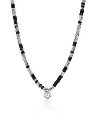 Sterling Silver JH Lovestruck™ Lab Grown Diamond Solitaire Bezel Onyx Heishi Bead Pendant Necklace by JOHN HARDY