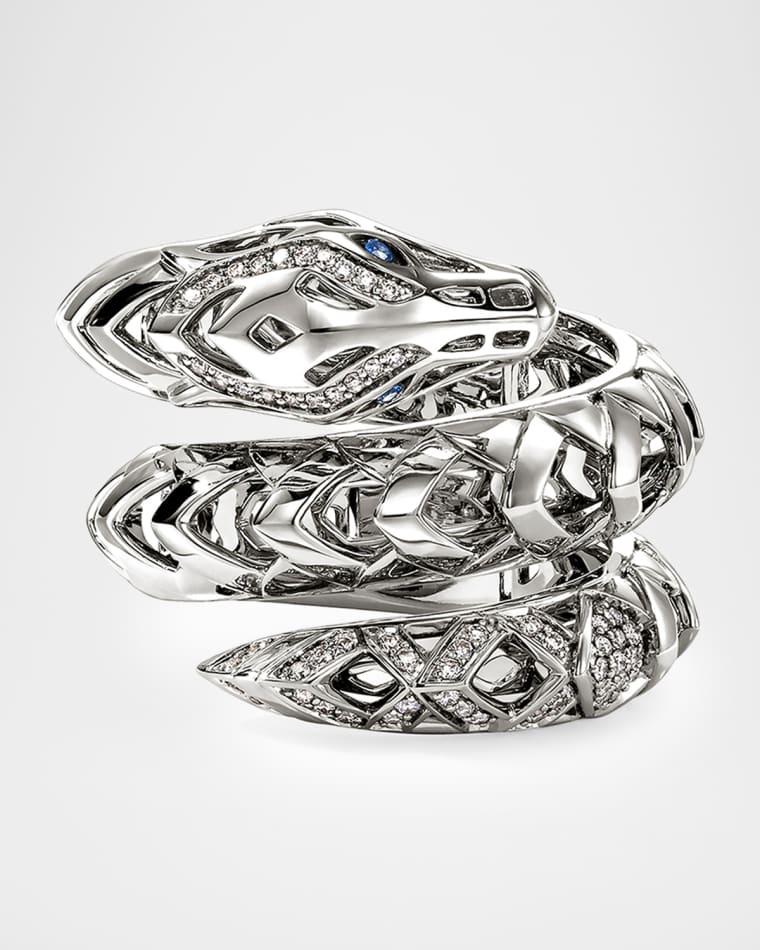 Sterling Silver Naga Ring with Diamonds and Blue Sapphires by JOHN HARDY