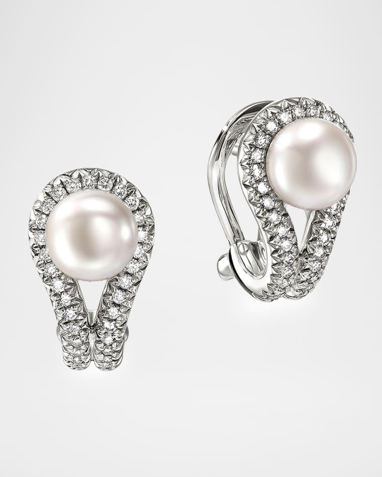 Sterling Silver Surf Earrings with Diamonds and Pearls by JOHN HARDY