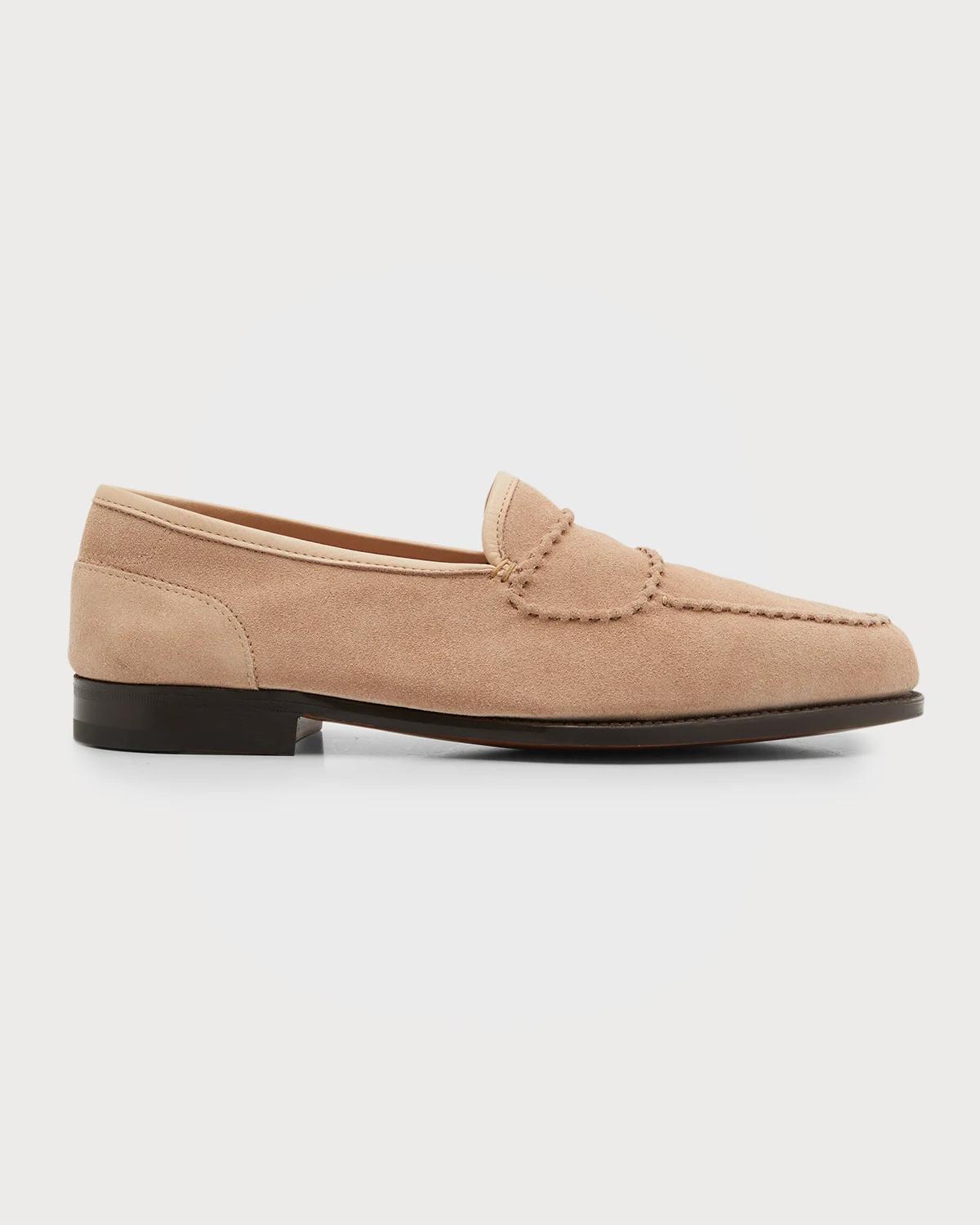Men's Bath Suede Penny Loafers by JOHN LOBB