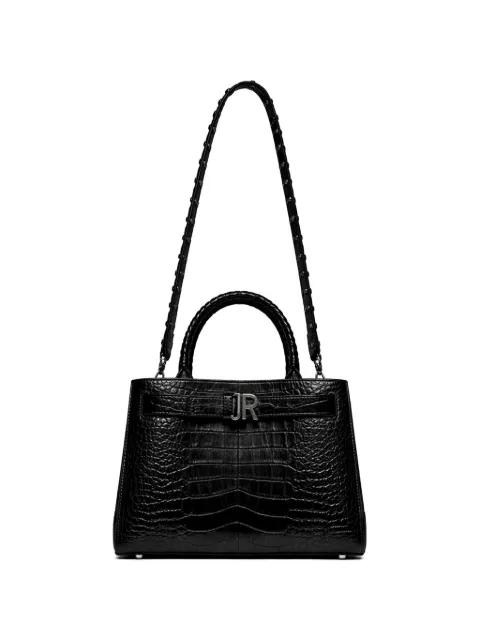 croc-effect braided-handle tote bag by JOHN RICHMOND