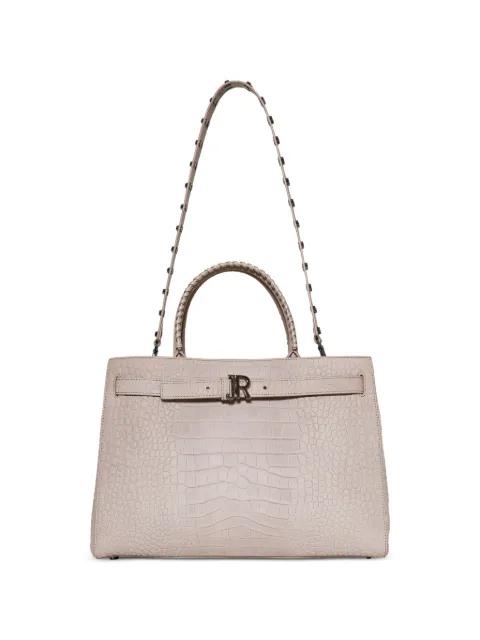 croc-effect stud-embellished tote bag by JOHN RICHMOND