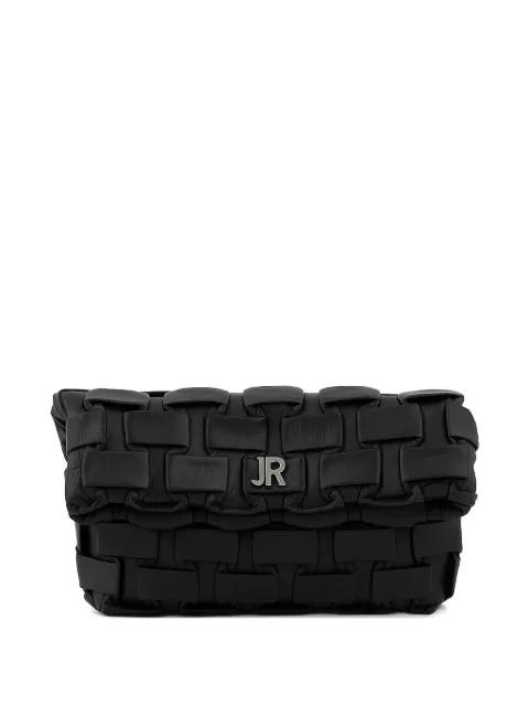 woven-effect foldover clutch bag by JOHN RICHMOND