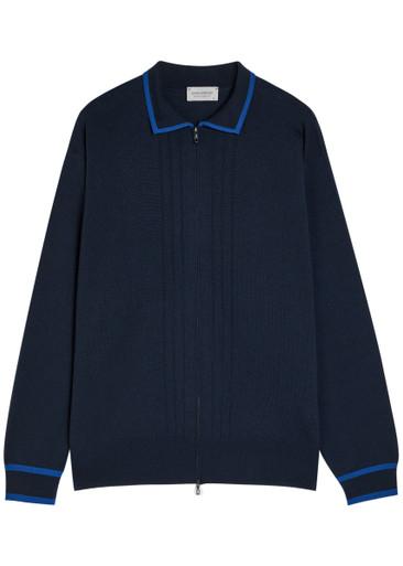 Albie striped merino wool cardigan by JOHN SMEDLEY
