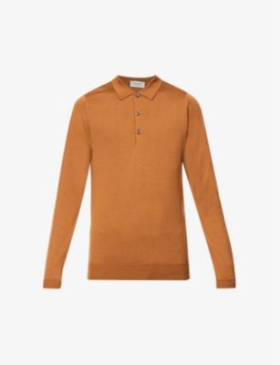 Belper long-sleeved wool polo shirt by JOHN SMEDLEY