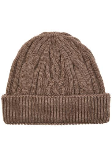 Emery cable-knit cashmere and wool-blend beanie by JOHN SMEDLEY