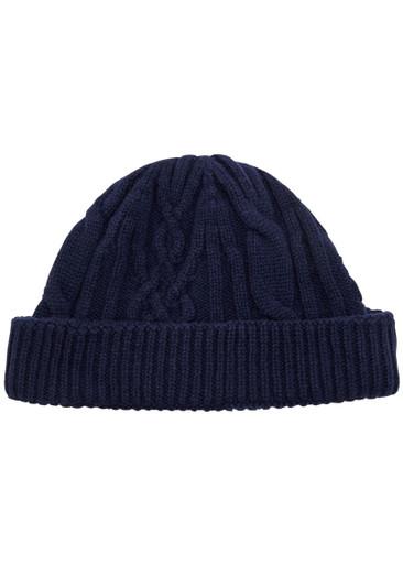 Emery cable-knit cashmere and wool-blend beanie by JOHN SMEDLEY