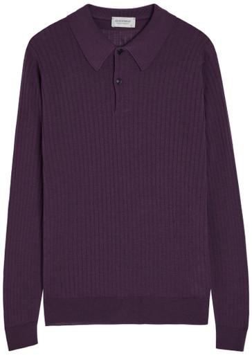 Hodson ribbed merino wool polo shirt by JOHN SMEDLEY