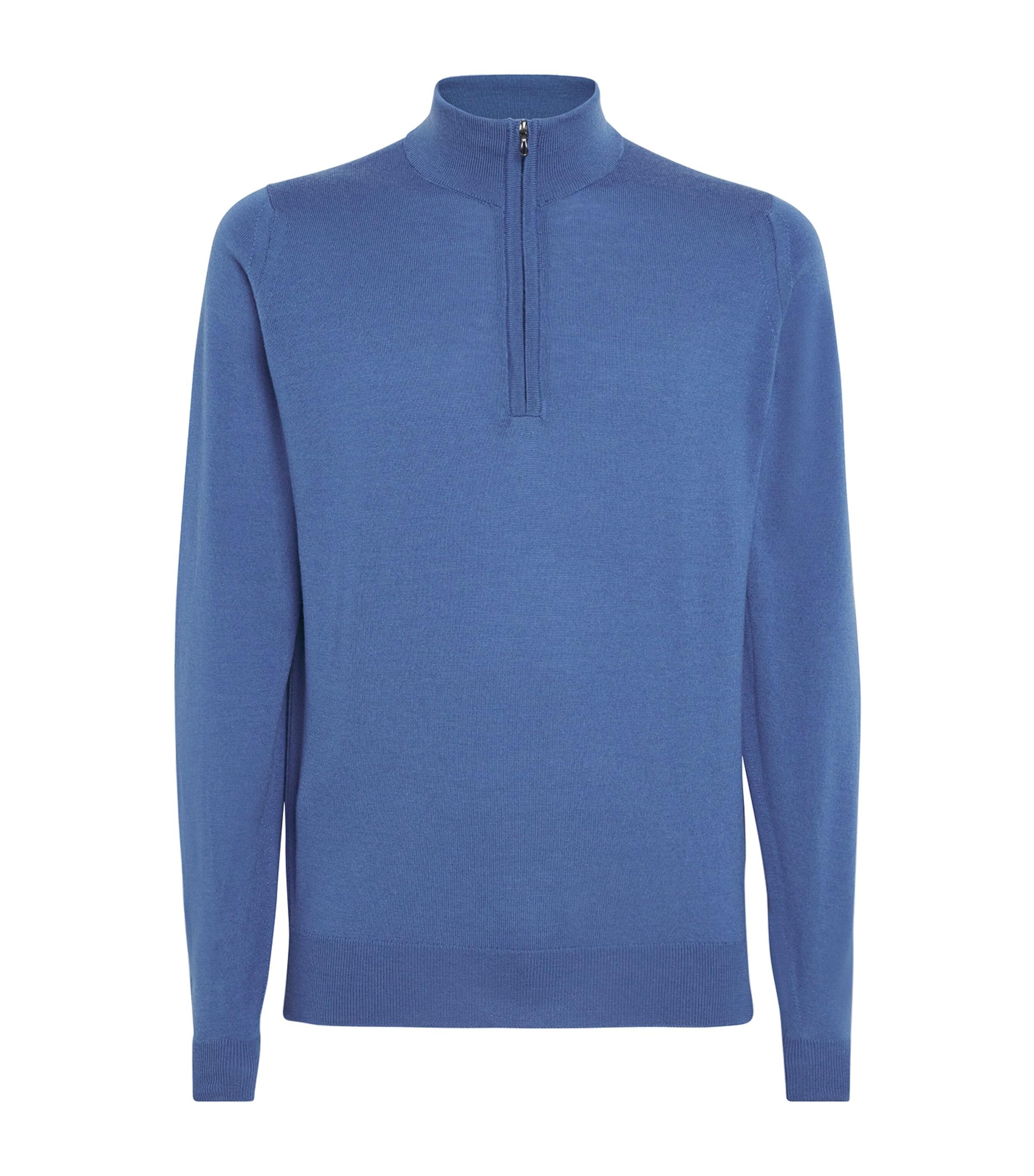 John Smedley Extra Fine Merino Wool Half-Zip Tapton Sweater by JOHN SMEDLEY