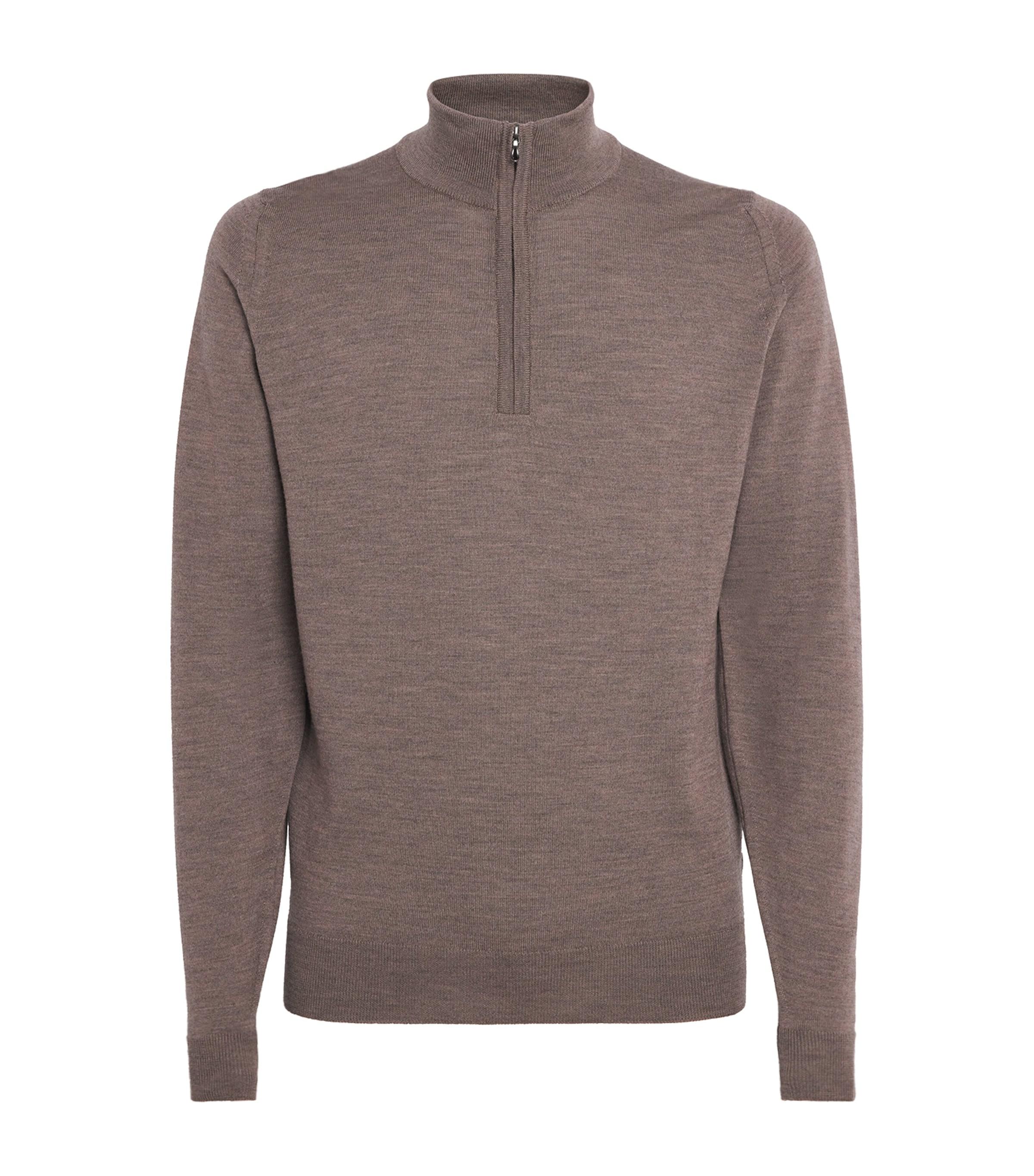 John Smedley Extra Fine Merino Wool Half-Zip Tapton Sweater by JOHN SMEDLEY