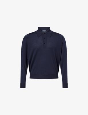 John Smedley X Bill Nighy Long-Sleeve Merino Wool Polo Shirt by JOHN SMEDLEY